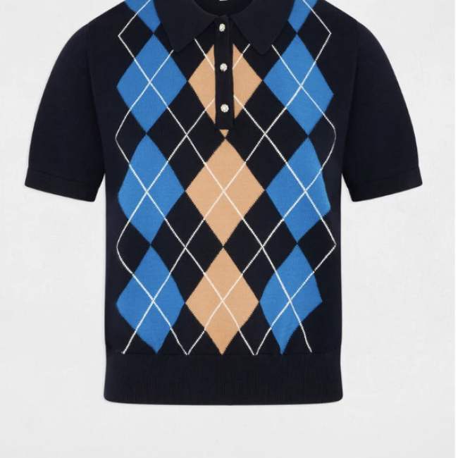 MORGAN - Pull col polo bleu marine