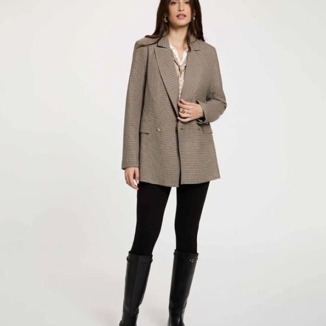 MORGAN - Blazer droit col tailleur marron