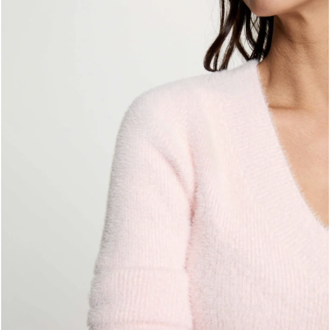 MORGAN - Pull col v manches longues rose clair 
