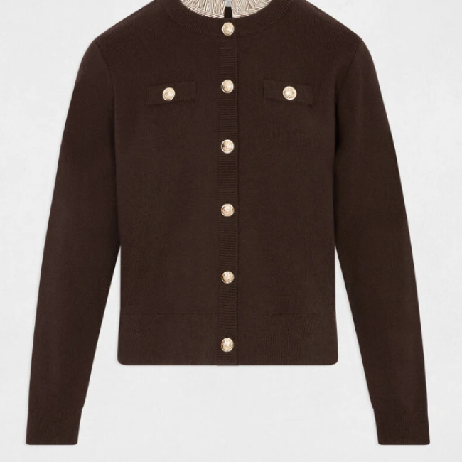 MORGAN - Gilet boutons bijoux marron foncé