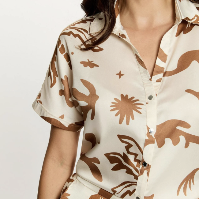 MORGAN - Chemise satinée manches courtes