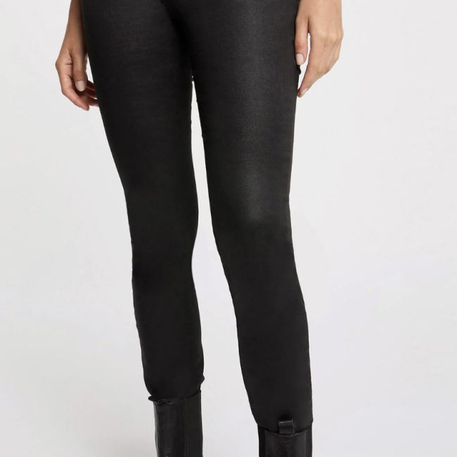 MORGAN - Pantalon slim enduit noir