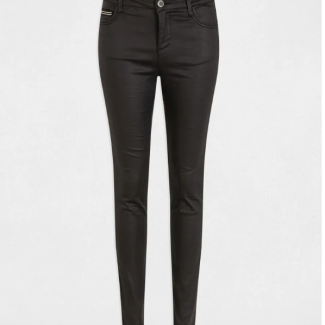 MORGAN - Pantalon slim enduit noir