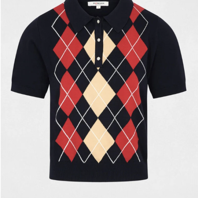 MORGAN - Pull col polo bleu marine
