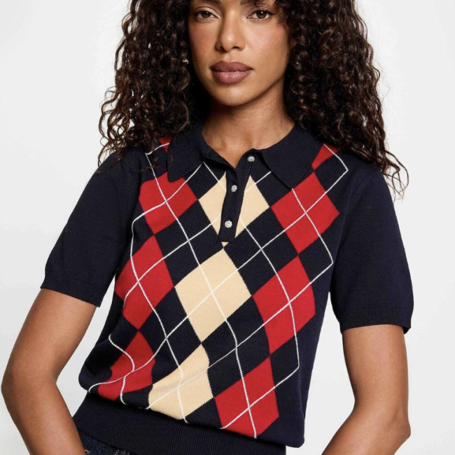 MORGAN - Pull col polo bleu marine