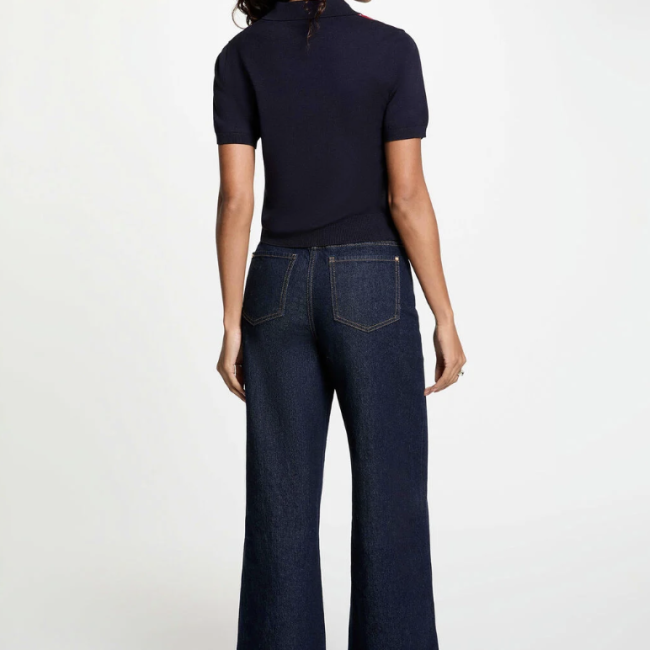 MORGAN - Pull col polo bleu marine