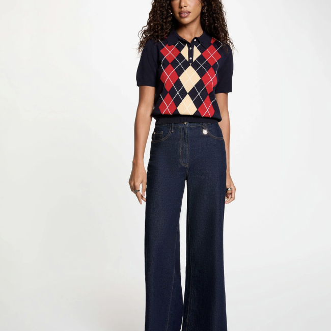 MORGAN - Pull col polo bleu marine