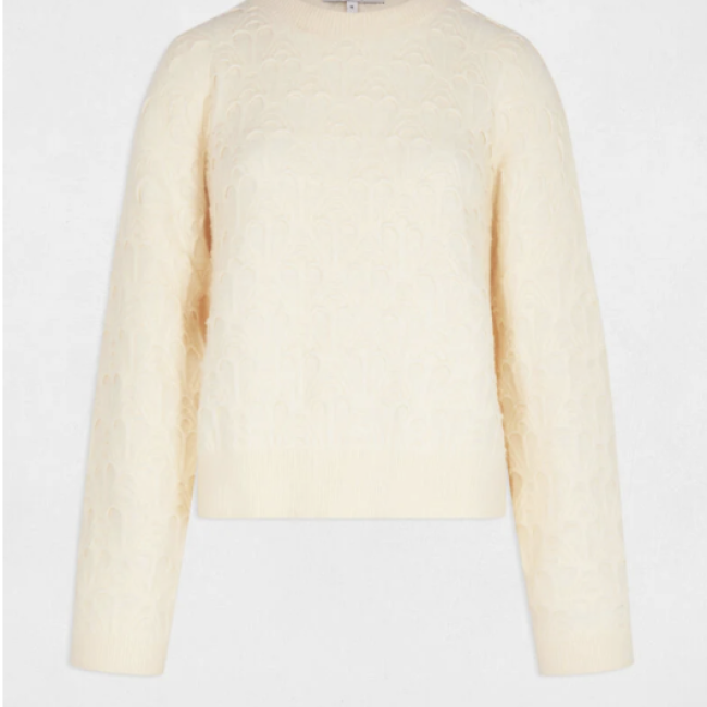 MORGAN - Pull col rond fantaisie ivoire