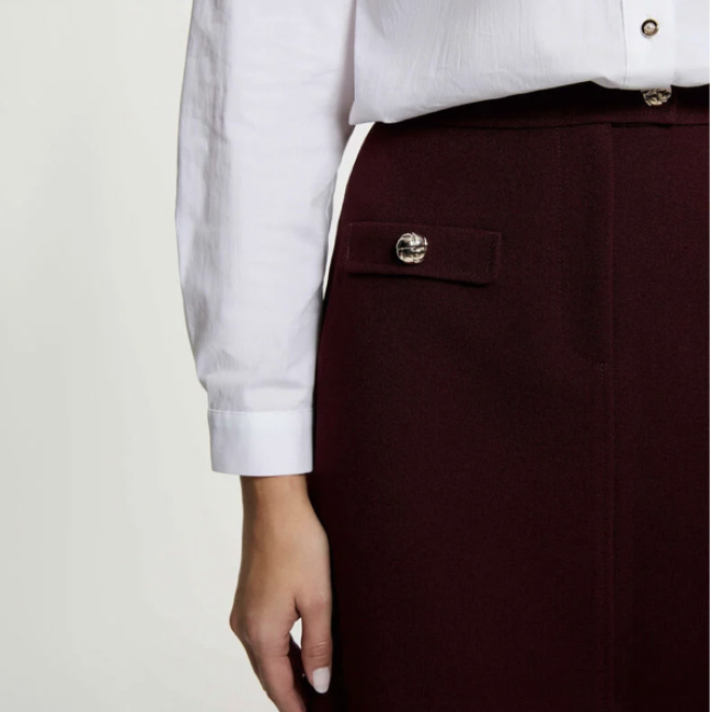 MORGAN - Jupe taille haute prune 