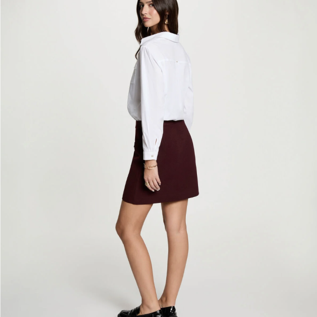 MORGAN - Jupe taille haute prune 