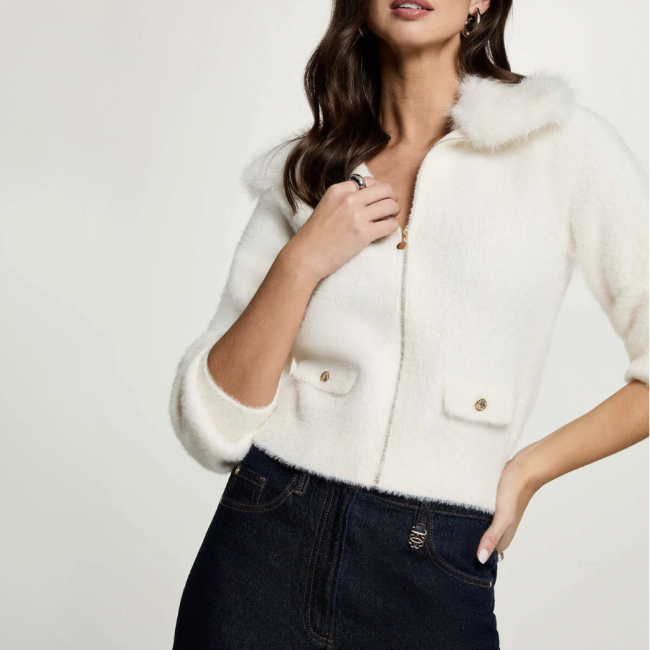 MORGAN - Veste avec col en fourrure