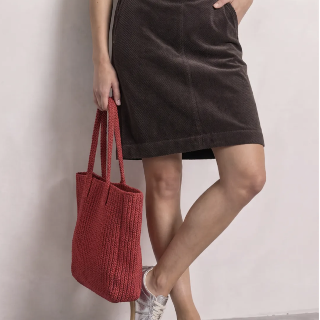 STREETONE - Jupe courte en velours côtelé avec boucle décorative