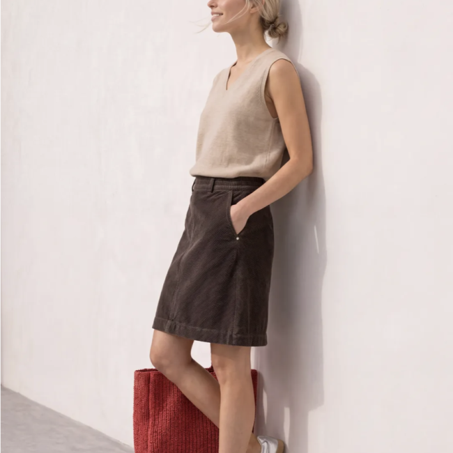 STREETONE - Jupe courte en velours côtelé avec boucle décorative