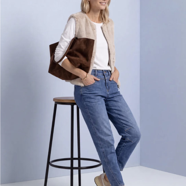 STREETONE - Gilet en fausse fourrure avec fermeture éclair et poches