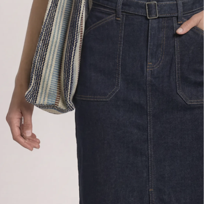 STREETONE - Jupe mi-longue taille haute à ceinture